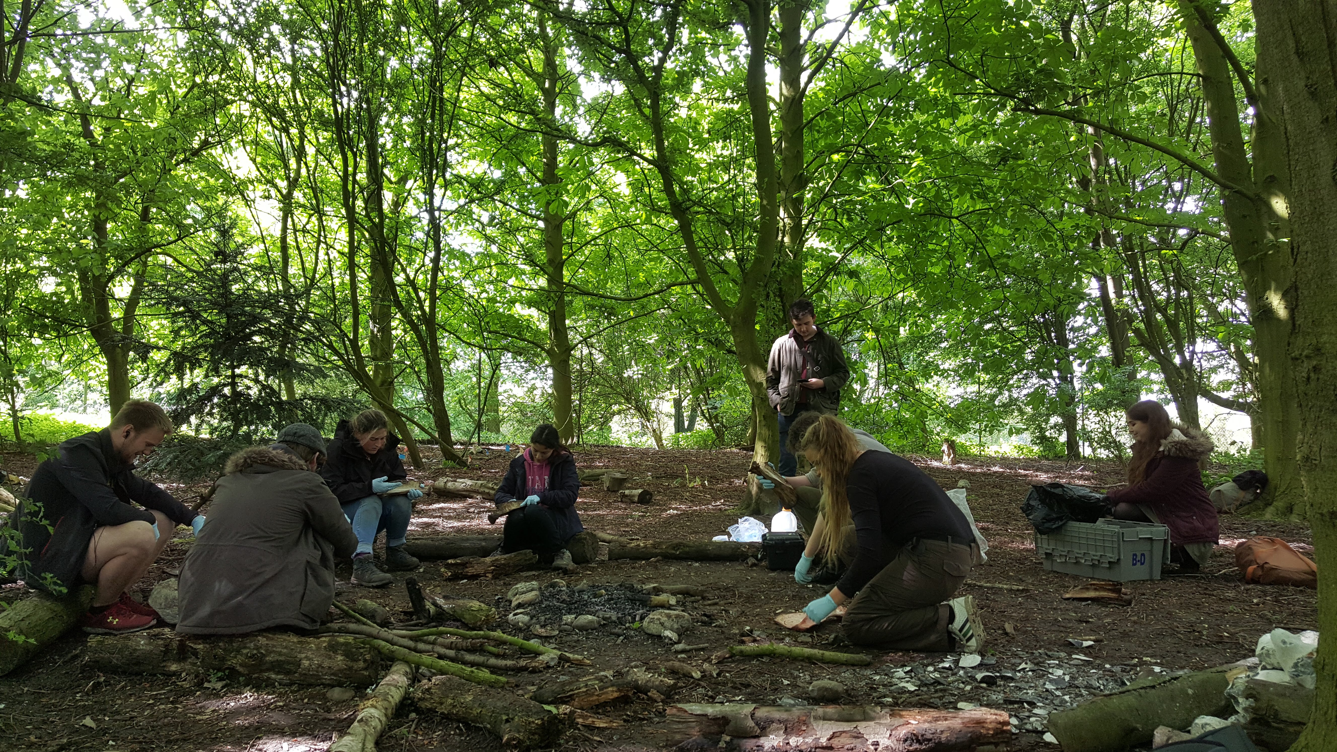 Fig 1. University of York Archaeology students working on rondelle experiments at the YEAR Centre.