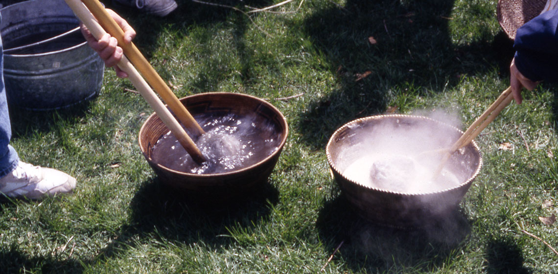 Cooking in Baskets Using Hot Rocks